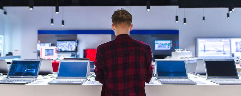 Man in a electronic store