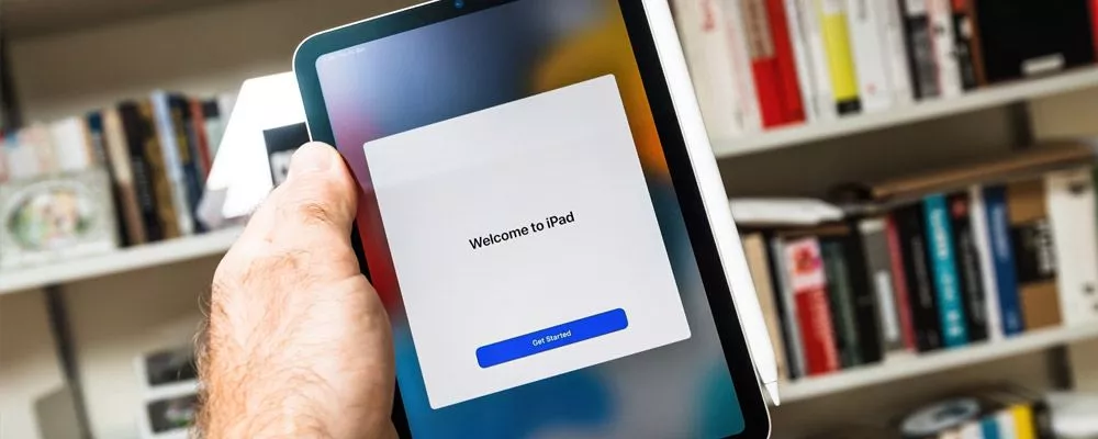 An iPad welcome screen