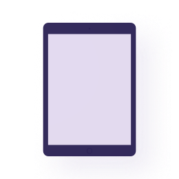 Purple tablet on a white background