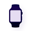 Purple smartwatch with white background