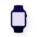 Purple smartwatch with white background