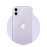 Purple iPhone 11 in a purple circle